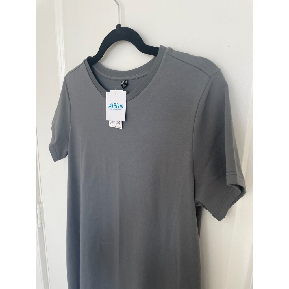 UNIQLO NWT AIRism T Shirt Dress Sz Small Minimalist Neutral Staple - Picture 2 of 8